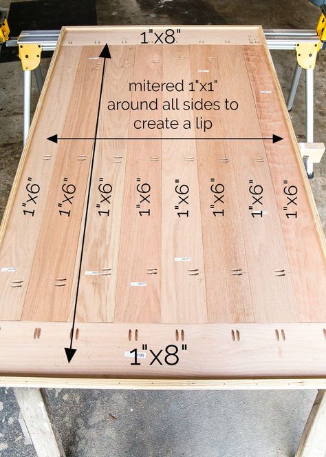 Diy Farmhouse Table Top Cover, How To Build Table Top, Wood Table Top Cover, Make Your Own Kitchen Table, Kitchen Table Tops Ideas, Diy Wood Table Top Cover, Diy Rustic Wood Table, Diy Counsel Table, How To Make A Table Top