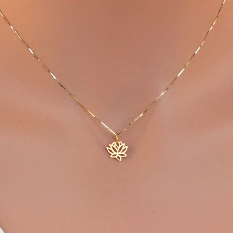 Birthday Gift for Her, Gift for Mom, Birthday Gift for Daughter/Best Friend, 14k solid gold Necklace, Bridesmaid Gift, Wedding Gift for mom Spiral Jewelry, Pendant Ideas, Real Gold Chains, South San Francisco, Mom Wedding Gift, Lotus Jewelry, Lotus Necklace, Gold Lotus, 14k Yellow Gold Necklace