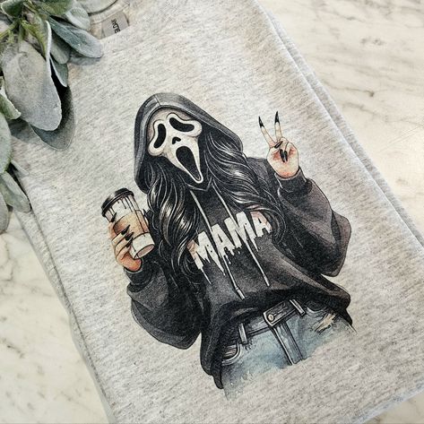 Cute Design ! Custom Made And Will Ship Within A Few Days! On Gildan Unisex Short Sleeve Sublimation Ink Check Out My Page For More Designs Ghost Face Cute, Popular Shirt Designs, Scream Party, Face Cute, Harry Styles Tour, Ghost Face, The Worst Witch, Sublime Shirt, Dog Mom Shirt