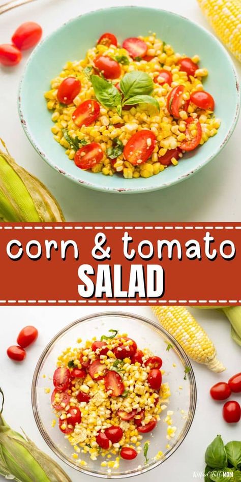 Corn and Tomato Salad is the ultimate summer recipe. Made with sweet summer corn, juicy tomatoes, and herbaceous basil, this ridiculously easy corn and tomato salad is insanely delicious! Savory Potato Salad, Corn And Tomato Salad, Sauteed Zucchini And Squash, Corn Tomato Salad, Corn And Tomato, Vegetable Salads, Fresh Corn Salad, Easy Corn, Summer Side Dish