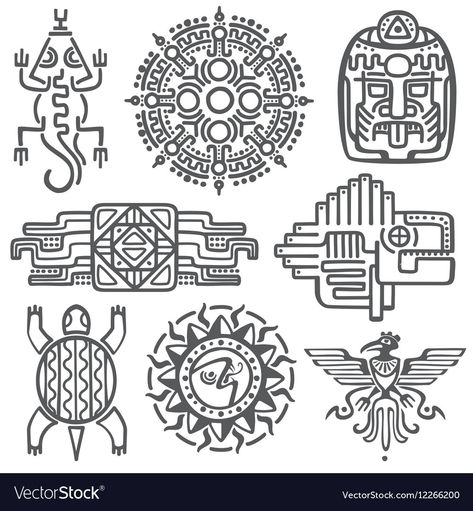 Mythology Symbols, Simbols Tattoo, Art Chicano, Aztec Symbols, Mayan Tattoos, Mexican Tattoo, Mayan Symbols, Aztec Tattoo Designs, Marquesan Tattoos