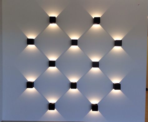 Led light wall...the shadows create the multidimensional effect...would look great indoors or out. Led Lights Design Wall, Accent Wall Led Lights, Rgb Wall Lights, Led Lights Shapes On Wall, Hexagon Lights Wall Design, Hype Beast Bedroom, Hype Beast, Wall Decor Kitchen, Home Lighting Design