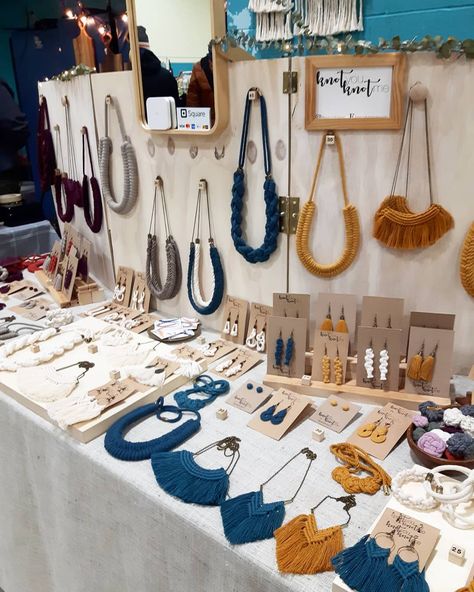 Macrame Jewelry Display, Macrame Booth Display, Macrame Market Display, Macrame Raner, Instagram Booth, Farmers Market Display, Macrame Crafts, Stall Display, Macrame Jewellery