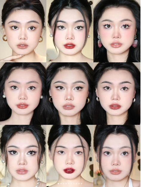 Douyin Contour, Caucasian Makeup, Dasique Shadow Palette, Square Face Makeup, Makeup For Round Eyes, Eastern Makeup, Makeup Contouring, Asian Makeup Tutorials, Round Face Makeup