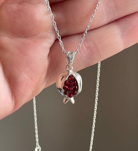 PENDENT Armenian necklace Pomegranate  100% Hand Made of 925 Sterling silver  FROM top quality Armenian MASTER Silver (not marked) + Material: silver + Stone: Zircon + chain: Silver size 42cm (16.5 inches)  Style 1 + Size [approximately]: 1.5cm (0.59 inches) + Weight [approximately]: 2.45 gr. Style 2 + Size [approximately]: 1.8cm (0.70 inches) + Weight [approximately]: 3.69gr. Style 3 + Size [approximately]: 1.5 cm(0.59- inches) + Weight [approximately]: 1.54gr. Style 4 + Size [approximately]: 1 Armenian Jewelry, Pomegranate Necklace, Symbol Of Life, Handmade Chain, Dope Jewelry, Chain Silver, Funky Jewelry, Dream Jewelry, Jewelry Inspo