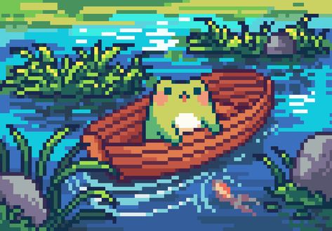 Pixel Art Background, A Frog, Art Background, Pixel Art, Water, Art