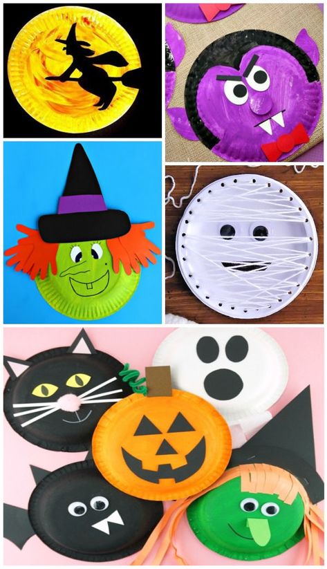 Kids Crafts Toddlers, Plate Crafts For Kids, Halloween Craft Activities, Ghosts And Goblins, Dekorasi Halloween, Halloween Crafts Preschool, Paper Plate Crafts For Kids, Halloween Crafts For Toddlers, Halloween Paper Crafts