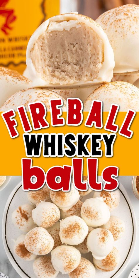 Whiskey Balls, Fireball Recipes, Fireball Whiskey, Alcoholic Desserts, Boozy Desserts, Candy Recipes Homemade, Christmas Candy Recipes, Homemade Candies, Alcohol Drink Recipes