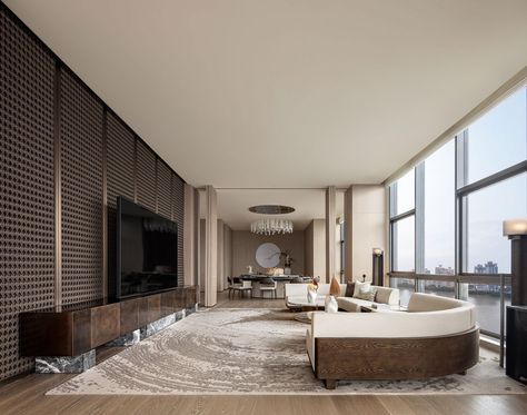 YinjiSpace - Z ONE⁺ x Guangzhou Zhonghai Guanlan Mansion Tianji Hui Modern Luxury Apartment, Japan House Design, Luxury Hotel Design, Apartment Renovation, Boutique Interior, Hotel Style, Furniture Layout, Suzhou, Bedroom Suite