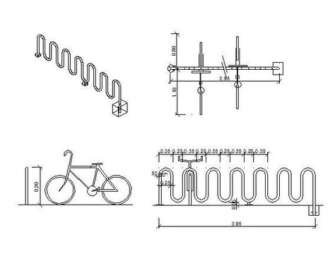 Bike Parking Architecture, Bike Parking Design, Road Section, Gym Design Interior, Bike Storage Rack, Section Drawing, Landscape Architecture Drawing, Bicycle Rack, Ceiling Detail