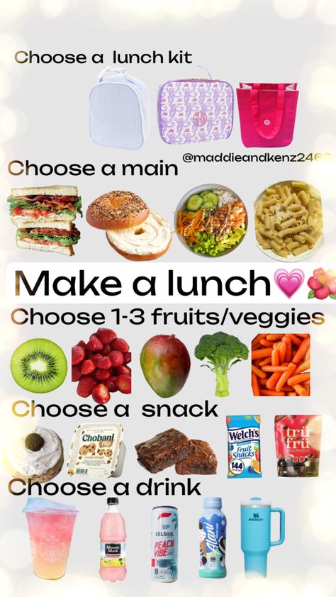 @maddieandkenz2468 #followbacks #fyp #preppy #makemefamous #lunch Preppy Lunch, Quick School Lunches, Homemade School Lunches, Easy School Lunches, School Lunch Recipes, Lunch Kit, Healthy School Lunches, Lunch Recipes Healthy, Sweet Snacks Recipes