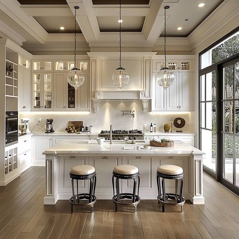 American Classic Interior Kitchen, Luxe Kitchen Design, American Classic Kitchen Design, American Classic House Interior, Classic Interior Design Kitchen, American Style House Interiors, Classic Kitchen Design Luxury, American Classic Kitchen, Kitchen American Style