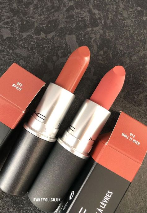 Mull It Over Mac Lipstick, Mac Mull It Over Lipstick, Mac Spirit Lipstick, Brown Eyelashes, Mac Makeup Lipstick, Nude Lipstick Shades, Mac Lipstick Colors, Mac Lipstick Shades, Matte Lipstick Shades