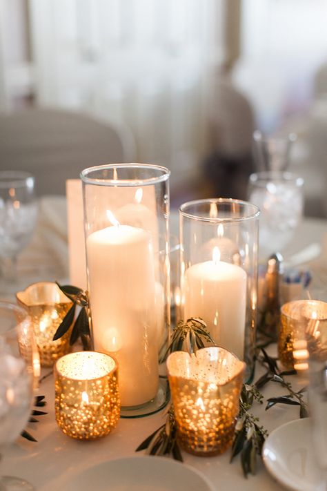 Gold Mercury Glass Votives, Winter Wedding Centerpieces, Fall Wedding Tables, Cheap Wedding Decorations, How To Dress For A Wedding, Mercury Glass Votives, Simple Wedding Centerpieces, Candle Wedding Centerpieces, Romantic Candles