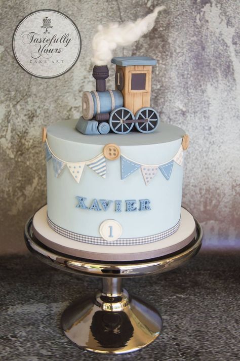 Tastefully Yours Cake Art 1 St Birthday Cake Boy, Clay Train, Cake Train, Train Birthday Cake, Boy Cakes, Baby Boy Birthday Cake, Gateau Baby Shower, Christening Cakes, Train Cake