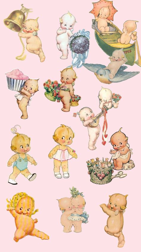 Kewpie Wallpaper, Kewpie Art, Cute Laptop Wallpaper, Kewpie Dolls, Inspirational Wallpapers, Baby Art, Kawaii Wallpaper, Journal Stickers, Ipad Wallpaper