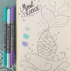 Mermaid Mood Tracker, Bujo Tracker, Beach Journal, Boulet Journal, Tracker Ideas, Mermaid Tale, Bullet Journal Notebook, Journaling Ideas, Mood Tracker