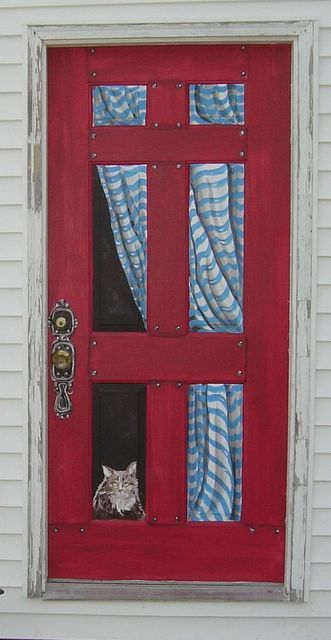 Kitchen Door Mural, Door Painted With Flowers, Painting Doors Ideas, Painted Door With Window, Old Door Painting Ideas, What To Paint On Your Door, Murals On Doors, Door Collage Art, Painted Door Ideas Creative