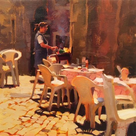 Kim English — City Art Gallery Kim English Paintings, English Lunch, Brick Pavement, English City, Kim English, English Art, Painting People, English Artists, Great Paintings