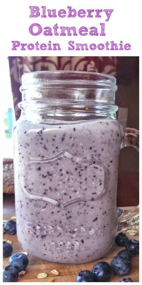 Oatmeal Protein Smoothie, Smoothie Greek Yogurt, Oatmeal Protein Shake, Greek Yogurt Smoothie Recipes, Healthy Blueberry Oatmeal, Protein Smoothie Recipes Healthy, Vanilla Protein Smoothie, Greek Yogurt Oatmeal, Yogurt Oatmeal