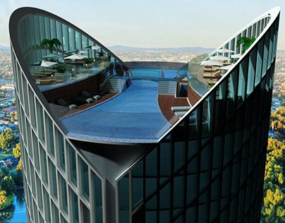 Hotel Design Architecture, Sky Pool, Apartments Exterior, Facade Architecture Design, Office Building Architecture, Skyscraper Architecture, Architecture Model House, Modern Exterior House Designs, Architecture Building Design