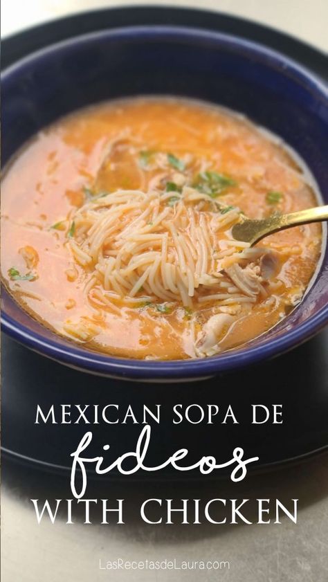 mexican sopa de fideo con pollo Chicken And Fideo Soup, Simple Main Dishes, Fideo Soup With Chicken, Sopita With Chicken, Soaps De Fideo, Fido Soup Recipes, Chicken Fideo Soup, Mexican Sopa Recipe, Fideo Recipe Mexican With Chicken