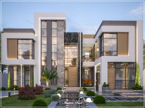 Villa Elevation, Big Modern Houses, Elevation Ideas, Corak Menjahit, Bakery Store, Small Villa, Eksterior Modern, Luxury Exterior, تصميم داخلي فاخر