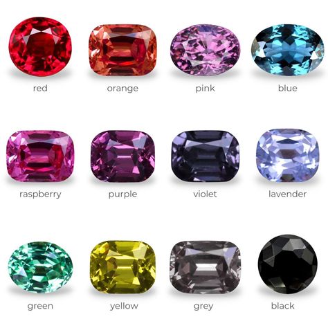 Gemstones Chart, Spinel Jewelry, Crystal Structure, Soft Lavender, Unique Colours, Purple Diamond, Orange Colour, Semi Precious Gems, Expensive Jewelry