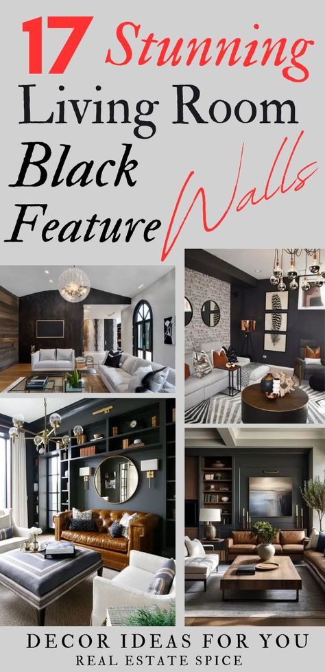 17 BEST Living Room Black Accent Wall DESIGN STYLES via @https://www.pinterest.com/realestatespice/_created/ Dark Great Room Walls, White Living Room With Black Accent Wall, Dark Accent Wall Living Room Fireplaces, Black Walls In Dining Room, Black Accent Living Room Wall, Iron Ore Living Room Accent Wall, Living Rooms With Black Fireplaces, Black Focal Wall Living Room, Decor For Black Walls