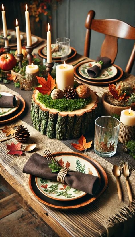 21 Stunning Thanksgiving Dinner Table Decoration Ideas to Wow Your Guests! 🍁✨ Cottage Core Thanksgiving Table, Fall Themed Decor, Cabin Tablescape, Autumn Table Decorations, Fall Table Settings Autumn, Farmhouse Thanksgiving Table, Thanksgiving Table Decoration, Diy Thanksgiving Centerpieces, Autumn Table Decor