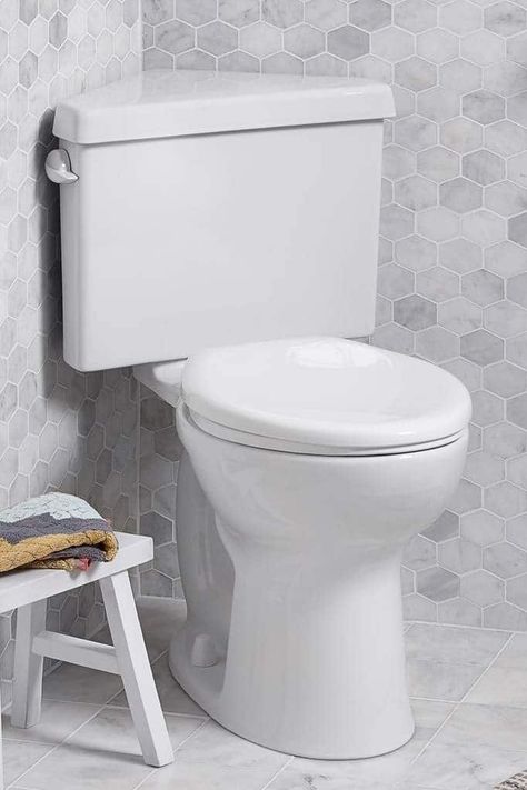 The 6 Best Modern Corner Toilets - Toilet Haven Toilet Dimensions, Grey Toilet, Tiny Bath, Corner Toilet, Toilet Bidet, Barn Living, Bath Renovation, Elongated Toilet, Powder Room Small