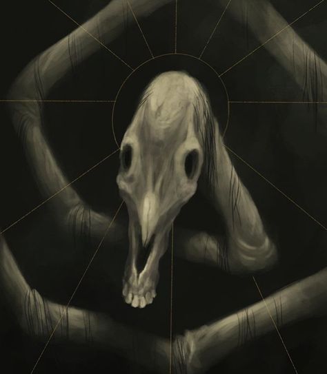 Trevor Henderson, Horse Skull, Ancient Drawings, Creepy Images, Creepy Pictures, Cave Paintings, Scary Art, Urban Legends, Creepy Art