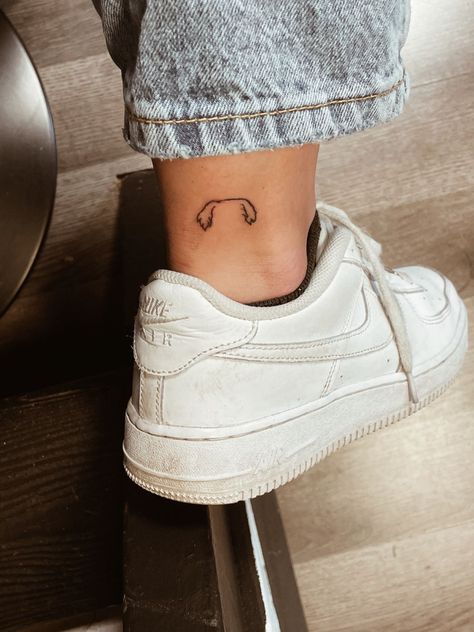 Dog was tattoo Small Meaningful Dog Tattoos, Tiny Tattoo Dog, Ear Tattoo Aesthetic, Simple Tattoos Dog, Tattoos For Dogs Simple, Dog Initial Tattoo, Meaningful Dog Tattoos, Dainty Dog Tattoos, Dog Ears Tattoos