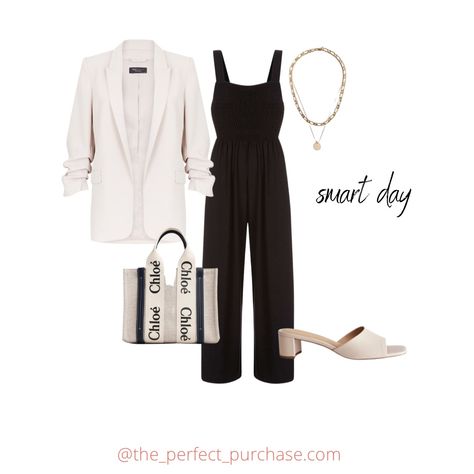 Jumpsuit Outfit Dressy With Jacket, Black Jumpsuit Outfit With Jacket, How To Style Black Jumpsuit Outfit Ideas, Jumpsuit With Blazer Outfits, How To Style A Black Jumpsuit, What To Wear Over A Jumpsuit, How To Dress Up A Jumpsuit, Jumpsuit Outfit With Jacket, Black Jumpsuit Outfit Ideas