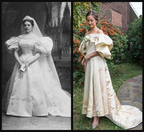 This bride will be the 11th person in her family to wear a 120-year-old wedding dress ... Elegant Dresses Modest, Chic Vintage Bride, Old Wedding Dresses, Wedding Dress Crafts, Old Wedding, People Getting Married, Vegas Dresses, Two Brides, Custom Gown