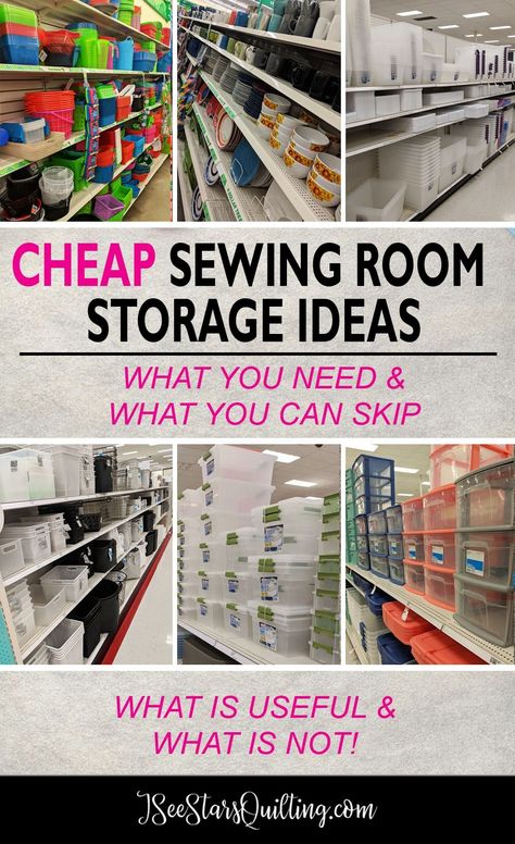 Cheap Sewing Room Storage ⋆ I See Stars Quilting Sewing Room Storage Ideas, Room Storage Ideas, Sewing Room Storage, Sewing Room Design, Sewing Storage, Sewing Room Organization, Ideas Para Organizar, Quilting Room, Sewing Space