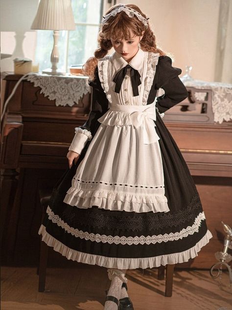 Victorian Maid, Pretty Quinceanera Dresses, Op Dress, Maid Outfit, Royal Outfits, Maid Dress, Lolita Dress, Prom Party Dresses, Visual Kei