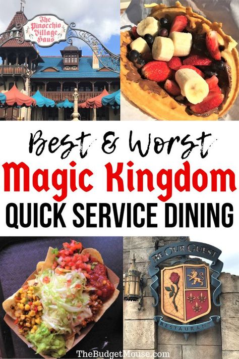 Click to learn the BEST (and worst) places to eat in Magic Kingdom! I love quick service dining in Magic Kingdom but you need to learn where to visit and where to skip. Get my picks for the best Magic Kingdom counter service restaurants in this post to find the best Disney food! #disneyworldcounterservice #disneyworldquickservice #magickingdom #disneydining #disneyfood Best Quick Service Magic Kingdom, Best Disney Food, Magic Kingdom Quick Service, Magic Kingdom Restaurants, Magic Kingdom Food, Quick Service Restaurant, Disneyland Food, Disney World Vacation Planning, Disney World Restaurants