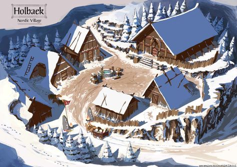 Casa Viking, Nordic Architecture, Fantasy City Map, Viking House, Snowy Village, Village Map, Viking Village, Fantasy Village, Fantasy Town