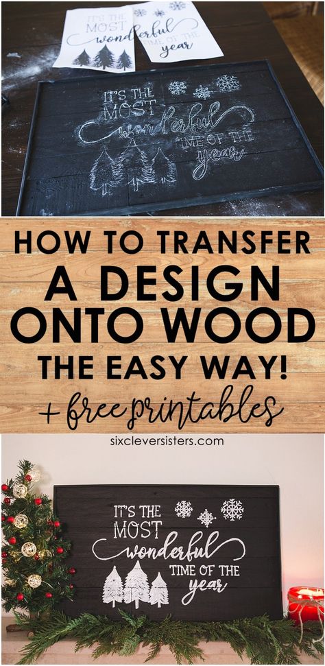 How to Transfer Designs onto Wood | How to Transfer Letters to Wood | How to Transfer words to wood | Easy DIY wood sign | DIY wood signs | Step-by-step video tutorial on the Six Clever Sisters blog! Sister Gifts Diy, Kerajinan Diy, Foto Transfer, Diy Gifts For Friends, Easy Wood, Diy Wood Signs, Christmas Signs Wood, Diy Holz, Wood Crafts Diy