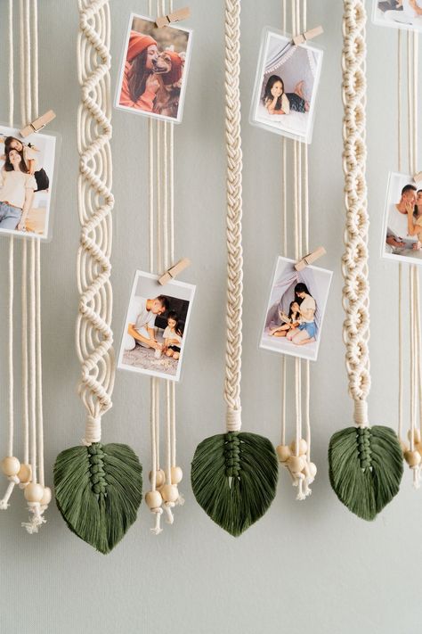 Macrame Photo Wall Hanging, Boho Bedroom Wall Art, Diy Macrame Plant Hanger Pattern, Macrame Plant Hanger Pattern, Plant Hanger Pattern, Planters Patio, Plant Hanger Tutorial, Photo Wall Hanging, Cord Wood