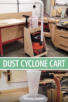 Work Bench Vacuum, Workshop Dust Collection Diy, Dust Collection Cart, Garage Woodshop Ideas, Dust Collector Diy, Woodworking Workshop Layout, Shop Dust Collection, Garage Workbench Plans, Garage Workbench