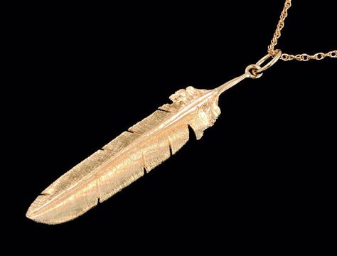 14k Yellow Gold Golden Eagle Feather Pendant or Necklace Golden Eagle Feather, Gold Feather Necklace, Eagle Feather, Eagle Necklace, Eagle Feathers, Viking Knit, Feather Bracelet, Gold Feathers, Golden Eagle