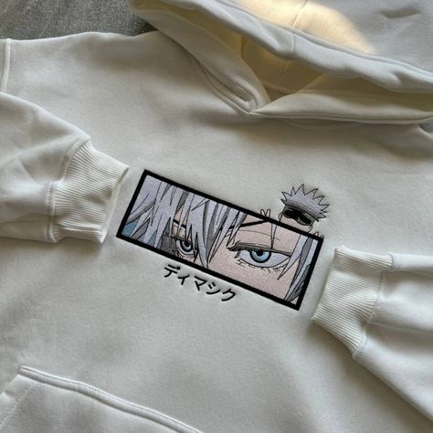 hoodie with an embroidered character Satoru Gojo boxed v4.0 If you need a sweatshirt or t-shirt with such embroidery, write to us, we can do it! The fabric of the sweatshirt and hoodie is premium quality. The fabric is a three-thread loop or three-thread on fleece (optional).  Fabric composition: 90% cotton, 10% polyester.  Fabric density is 330 g.  The fabric is pleasant to the touch and stretches well.  The fabric does not lose shape and does not lose color. Sweatshirts and hoodies are oversized, designed for an oversized fit and are not tight. Sweatshirts And Hoodies, We Can Do It, Oversize Hoodie, Sweat Shirt, Favorite Outfit, Ukraine, Polyester Fabric, Gender Neutral, Premium Quality