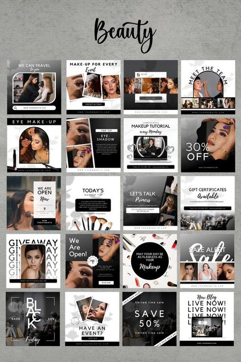 Social Media Templates by Penny Makeup Infographic, Artist Social Media Post, Beauty Post Ideas, Esthetician Posts, Beauty Quotes Makeup, Free Social Media Templates, Instagram Grid Design, Licensed Esthetician, Makeup Business