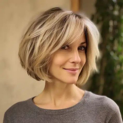 Feathered Bangs, Choppy Bob Hairstyles, Chin Length Hair, Bob Haircut For Fine Hair, Layered Bob Hairstyles, Short Hairstyles For Thick Hair, Bob Hairstyles For Fine Hair, Haircuts For Medium Hair, Haircuts For Fine Hair