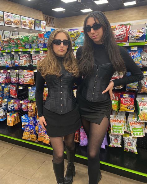 All black outfit corset grocery store gas station tights steve madden boots curtain bang turtle neck sweater Outfit Corset, Corset Outfit, Madden Boots, Steve Madden Boots, Turtle Neck Sweater, All Black Outfit, Curtain Bangs, Black Sweater, Gas Station