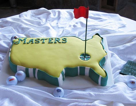 Golf Masters Groom's Cake Masters Cake Golf, Masters Golf Cake, Masters Birthday Cake, Masters Decorations, Masters Cake, Golf Grooms Cake, Masters Jacket, Grooms Cake Tables, Groomsman Cake