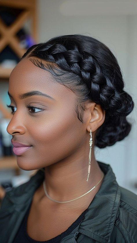 Bold and Beautiful: 25 Dutch Braid Hairstyles for Black Hair 1920s Braided Hairstyles, Braid Crown Black Hair, Dutch Braids On Natural Hair, Dutch Braid Black Women, Crown Braid Black, Crown Braids For Black Women, Crown Hairstyles Braided, Updo Braids For Black Hair, Braided Bun For Black Women