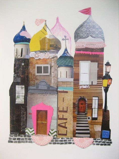 Fun kids art collage inspiration. Turkish delight. Emma Gale Collage Magazine, Paper Castle, Magazine Cutouts, Art Du Collage, Collage Kunst, Magazine Collage, Collage Illustration, A Collage, Art Club